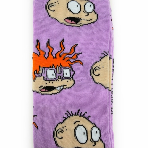 Rugrats Crew Socks Mens Womens Reptar Tommy Chuckie 90s Nickelodeon Green Purple - Picture 7 of 8